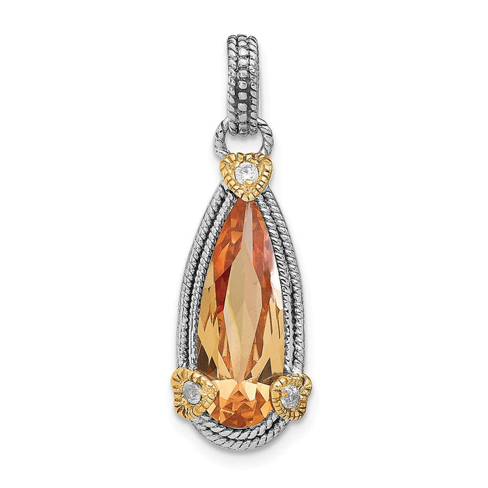 Million Charms 925 Sterling Silver & Vermeil Rhodium-Plated Champagne (Cubic Zirconia) CZ Pendant