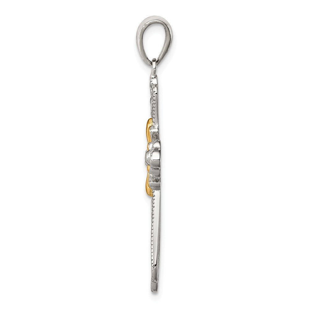 Million Charms 925 Sterling Silver Vermeil (Cubic Zirconia) CZ Relgious Cross Pendant