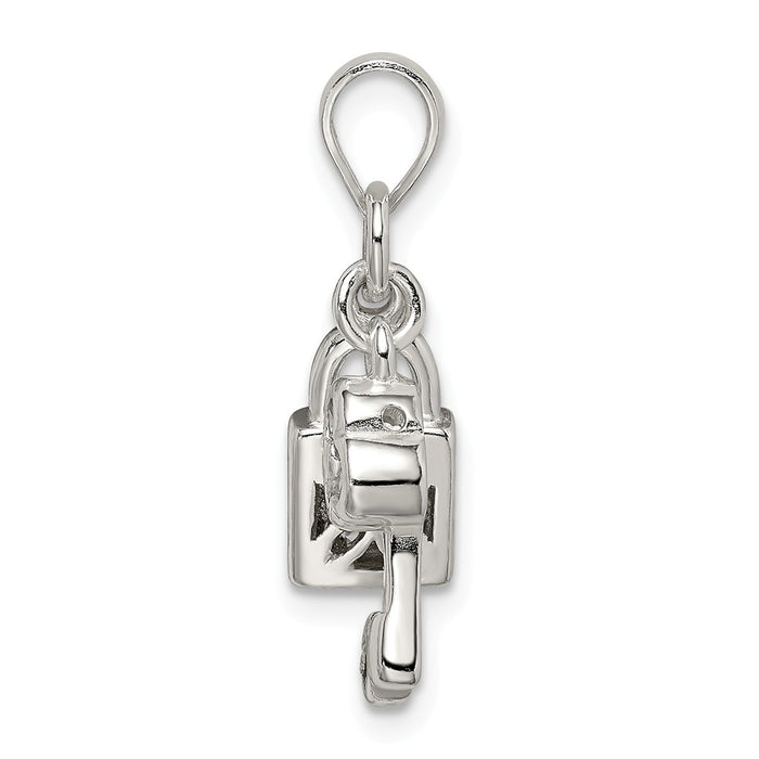 Million Charms 925 Sterling Silver (Cubic Zirconia) CZ Lock & Key Pendant