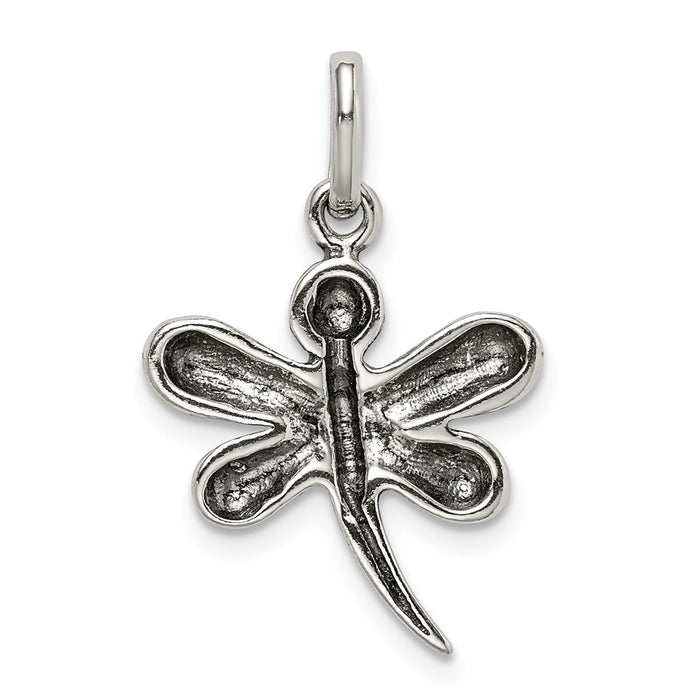 Million Charms 925 Sterling Silver Antiqued Dragonfly Pendant