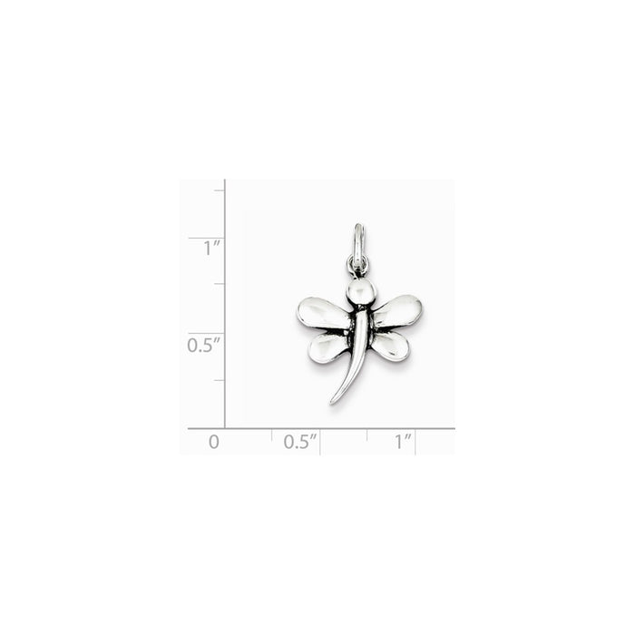 Million Charms 925 Sterling Silver Antiqued Dragonfly Pendant