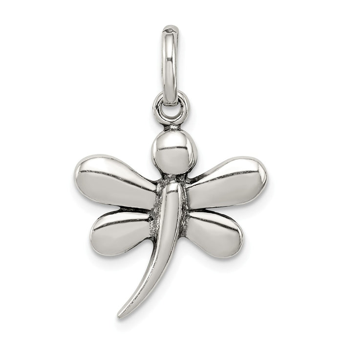 Million Charms 925 Sterling Silver Antiqued Dragonfly Pendant