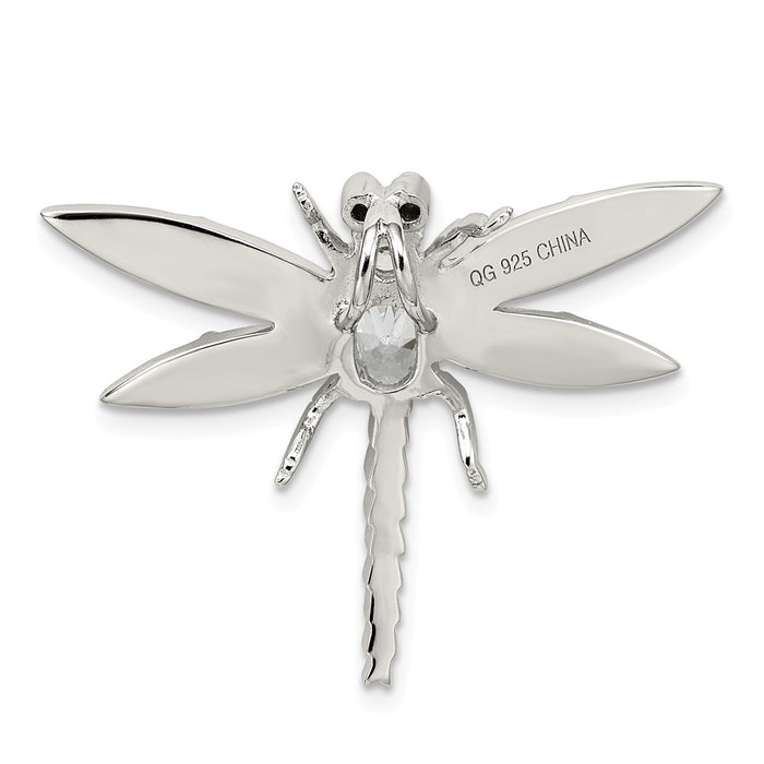 Million Charms 925 Sterling Silver (Cubic Zirconia) CZ Dragonfly Pendant