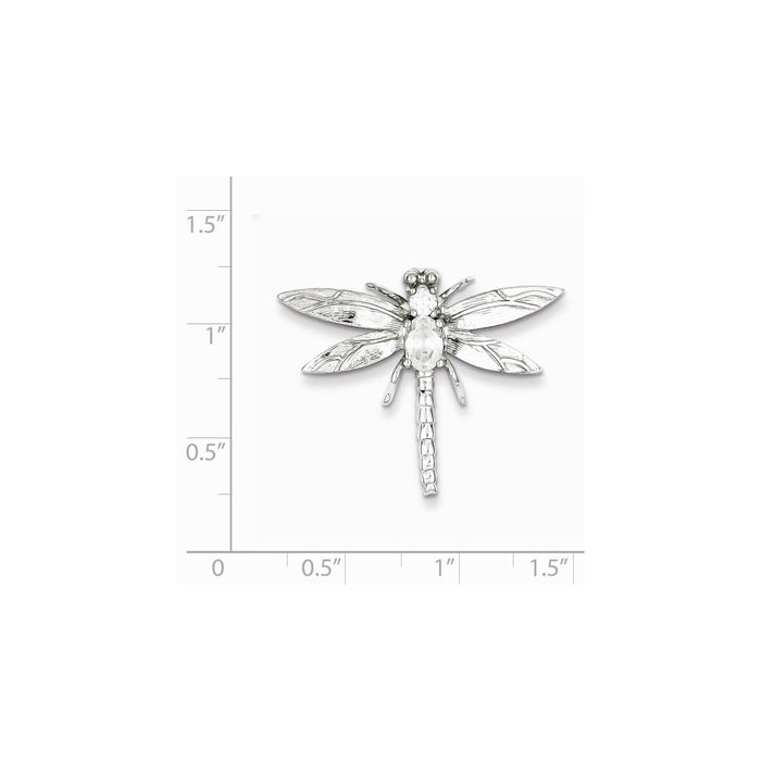 Million Charms 925 Sterling Silver (Cubic Zirconia) CZ Dragonfly Pendant