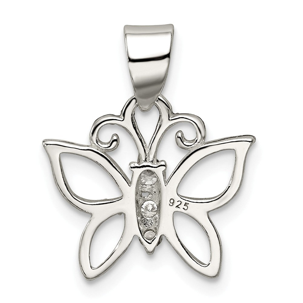 Million Charms 925 Sterling Silver (Cubic Zirconia) CZ Butterfly Pendant
