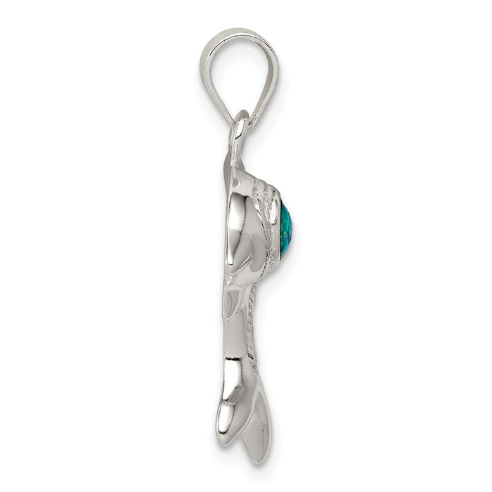 Million Charms 925 Sterling Silver Blue Opal Dolphin Pendant