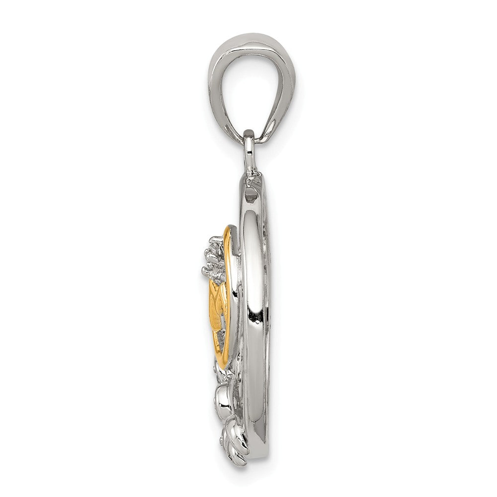Million Charms 925 Sterling Silver Vermeil (Cubic Zirconia) CZ Mom Pendant