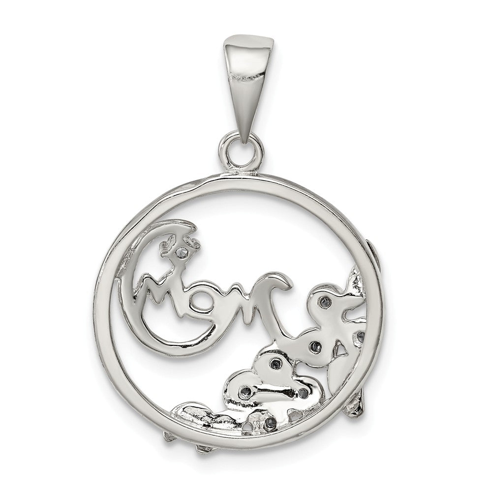 Million Charms 925 Sterling Silver Vermeil (Cubic Zirconia) CZ Mom Pendant