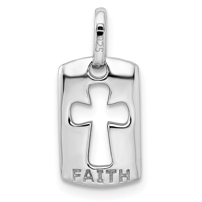 Million Charms 925 Sterling Silver Rhodiulm Plated Faith (Cubic Zirconia) CZ Open Relgious Cross Charm