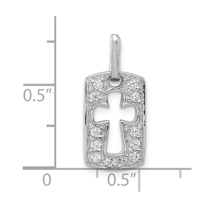 Million Charms 925 Sterling Silver Rhodiulm Plated Faith (Cubic Zirconia) CZ Open Relgious Cross Charm