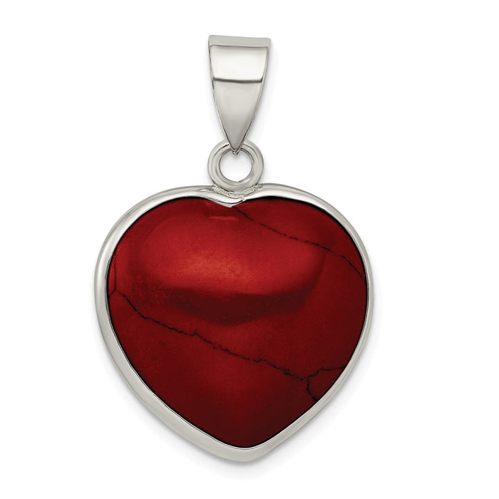 Million Charms 925 Sterling Silver Heart Dyed Howlite Pendant