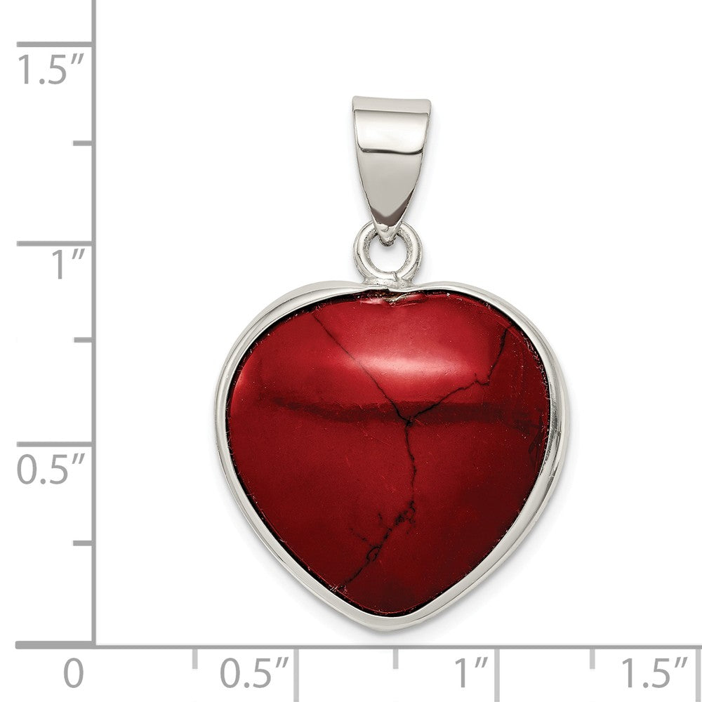 Million Charms 925 Sterling Silver Heart Dyed Howlite Pendant