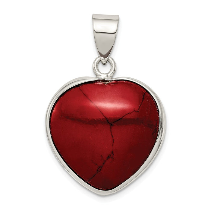 Million Charms 925 Sterling Silver Heart Dyed Howlite Pendant