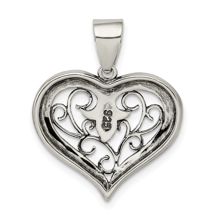 Million Charms 925 Sterling Silver Marcasite Heart Pendant
