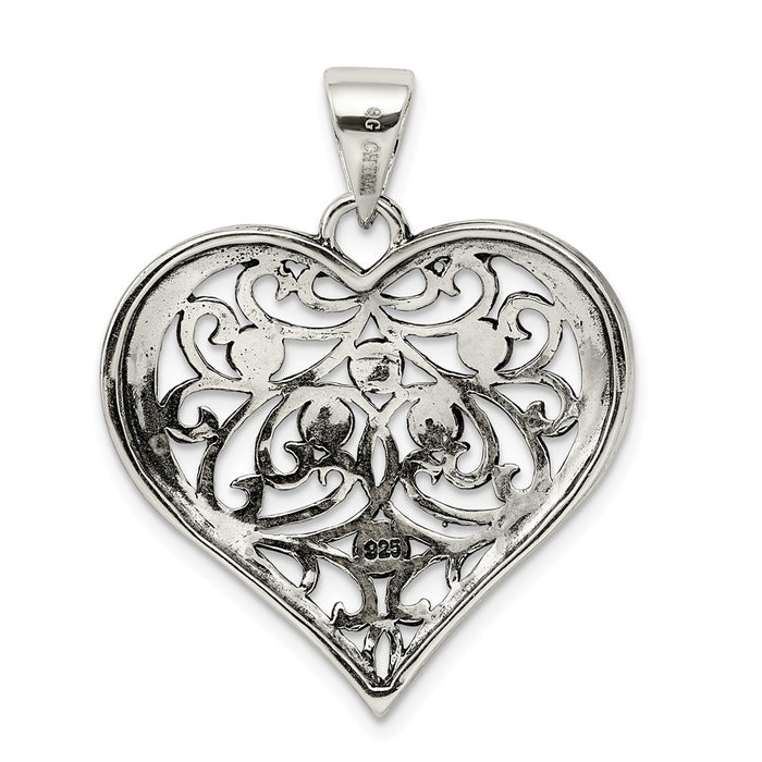 Million Charms 925 Sterling Silver Marcasite Heart Pendant