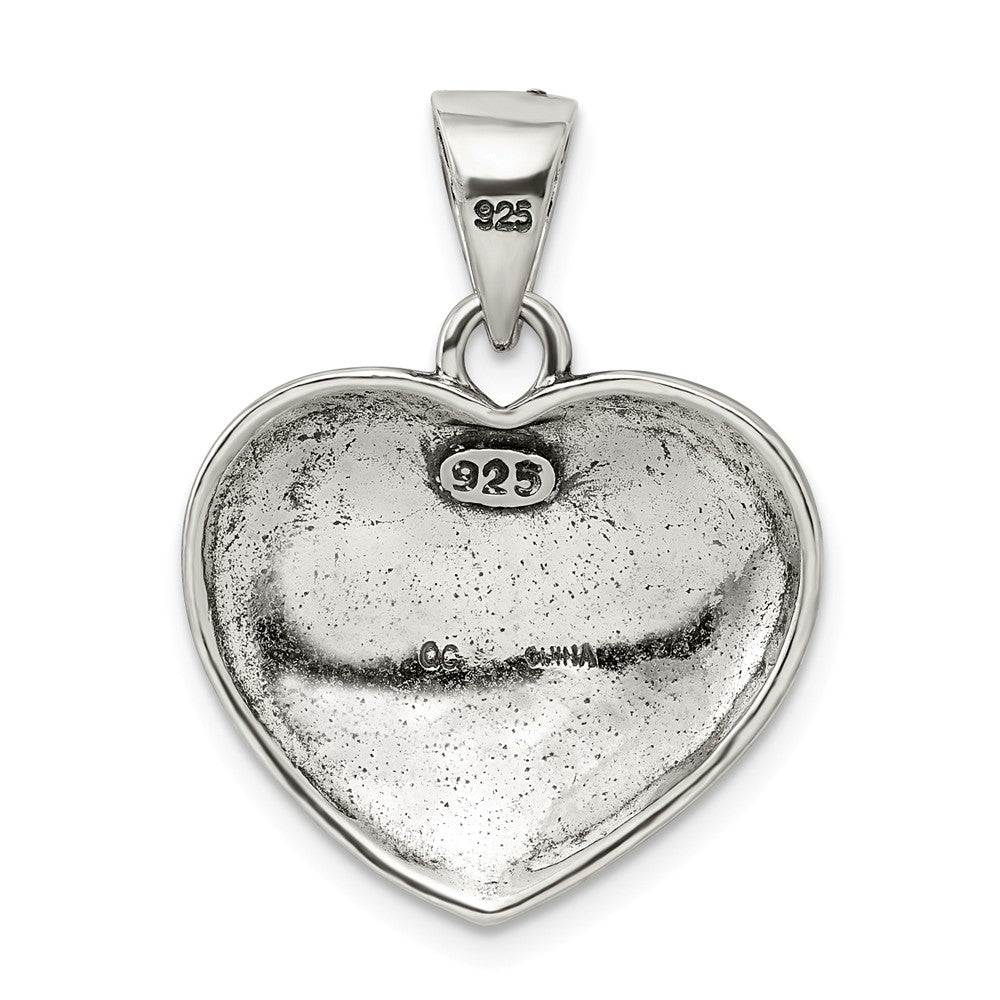 Million Charms 925 Sterling Silver Red Enamel & Marcasite Heart Pendant