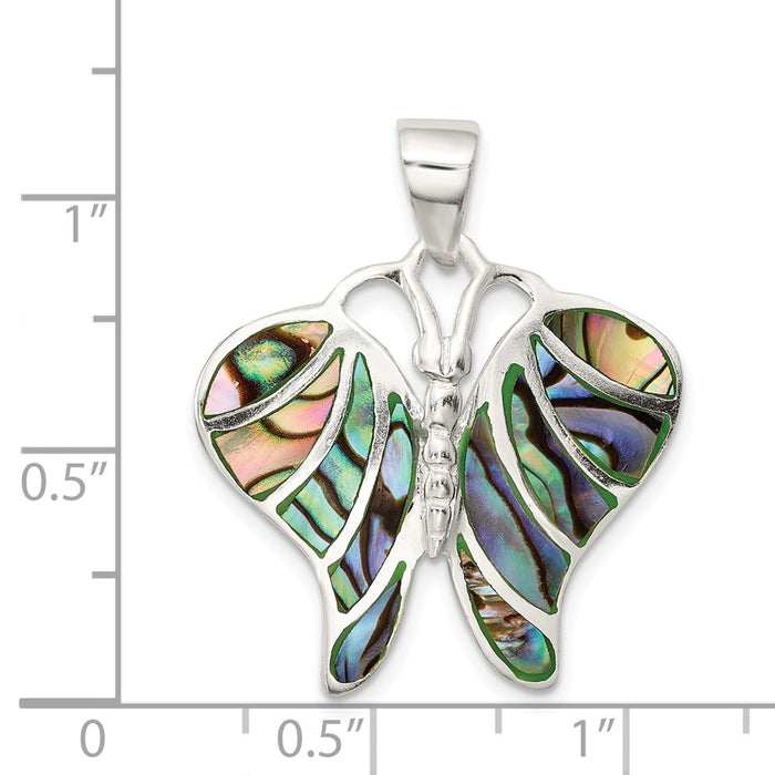 Million Charms 925 Sterling Silver Abalone Butterfly Pendant