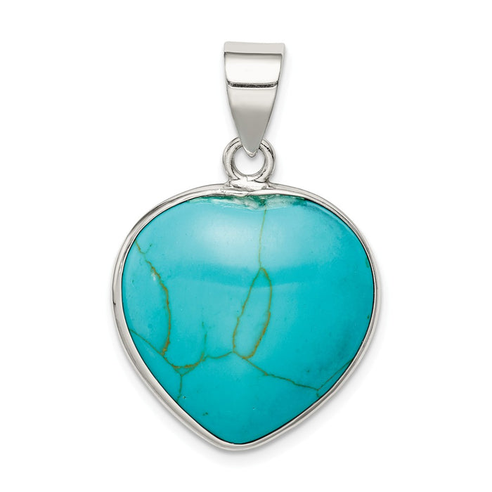 Million Charms 925 Sterling Silver Heart Turquoise Pendant