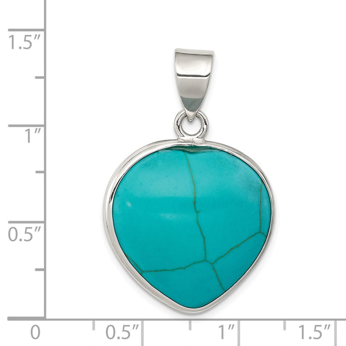 Million Charms 925 Sterling Silver Heart Turquoise Pendant