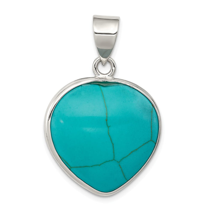 Million Charms 925 Sterling Silver Heart Turquoise Pendant