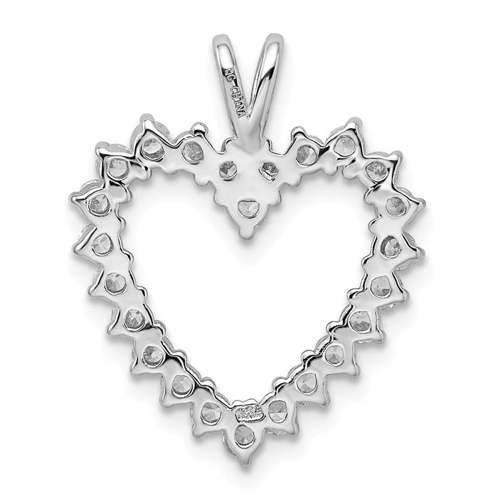 Million Charms 925 Sterling Silver Rhodium-Plated (Cubic Zirconia) CZ Heart Pendant