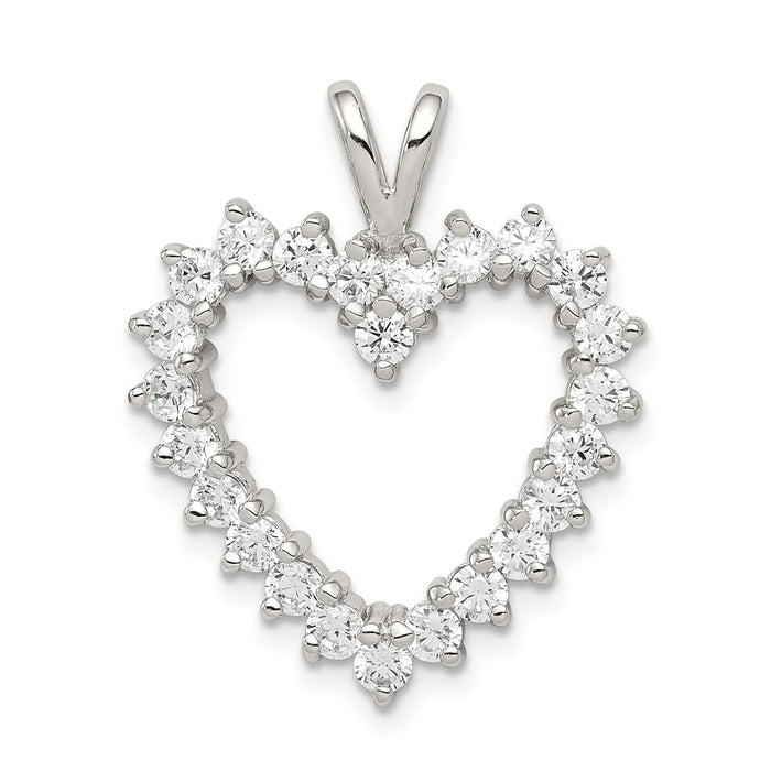 Million Charms 925 Sterling Silver Rhodium-Plated (Cubic Zirconia) CZ Heart Pendant