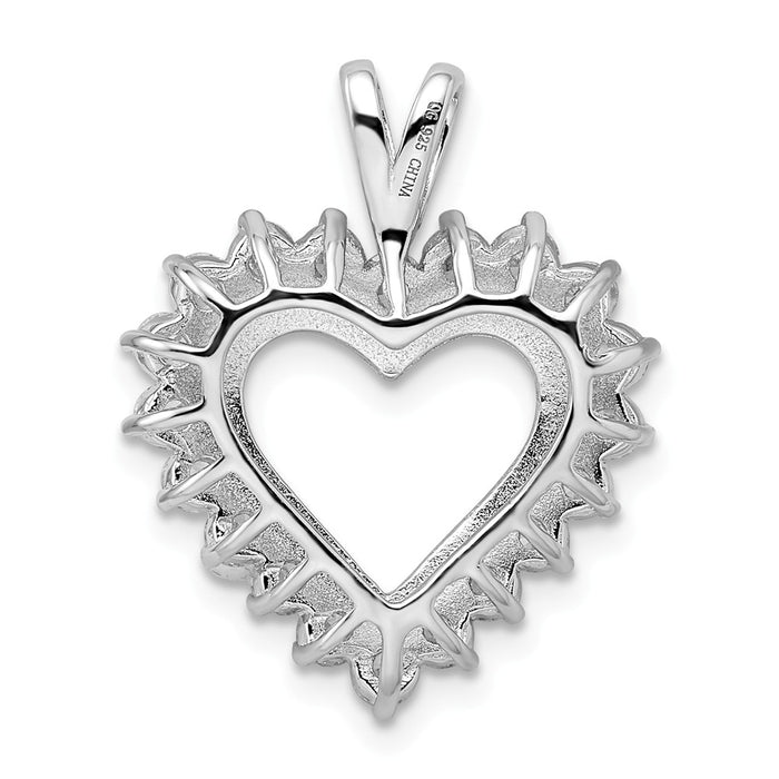 Million Charms 925 Sterling Silver Rhodium-Plated (Cubic Zirconia) CZ Heart Pendant