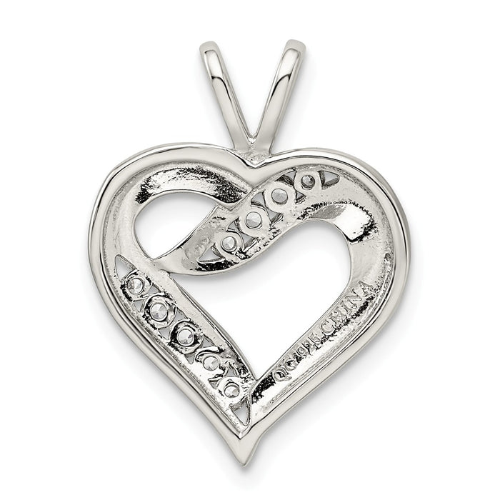 Million Charms 925 Sterling Silver (Cubic Zirconia) CZ Heart Pendant