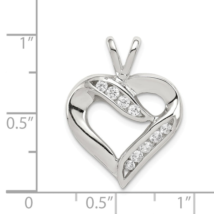 Million Charms 925 Sterling Silver (Cubic Zirconia) CZ Heart Pendant