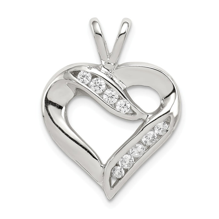 Million Charms 925 Sterling Silver (Cubic Zirconia) CZ Heart Pendant