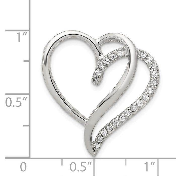 Million Charms 925 Sterling Silver (Cubic Zirconia) CZ Heart Pendant