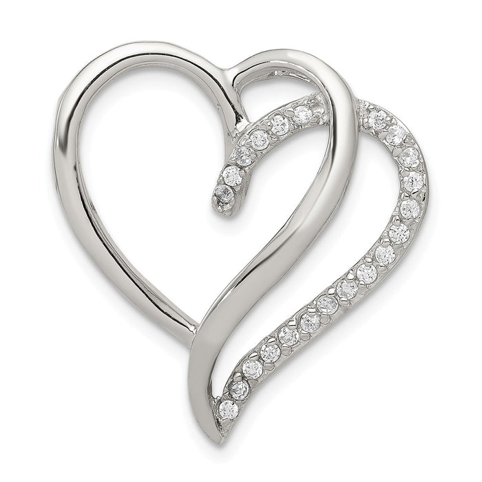 Million Charms 925 Sterling Silver (Cubic Zirconia) CZ Heart Pendant