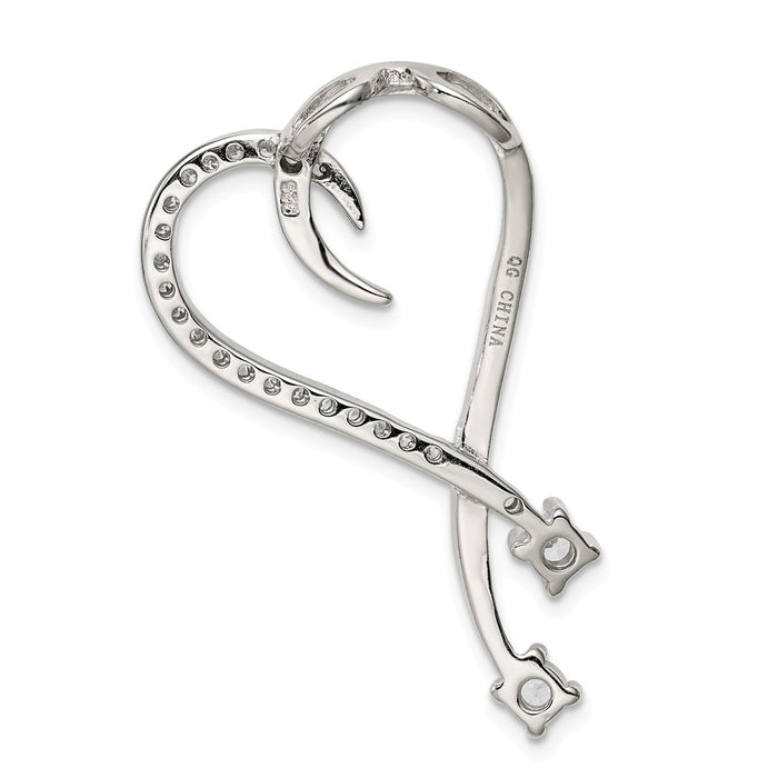 Million Charms 925 Sterling Silver (Cubic Zirconia) CZ Heart Pendant