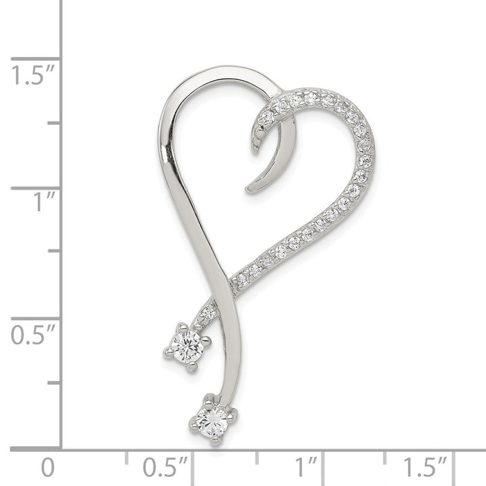 Million Charms 925 Sterling Silver (Cubic Zirconia) CZ Heart Pendant