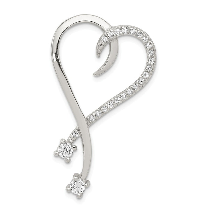 Million Charms 925 Sterling Silver (Cubic Zirconia) CZ Heart Pendant