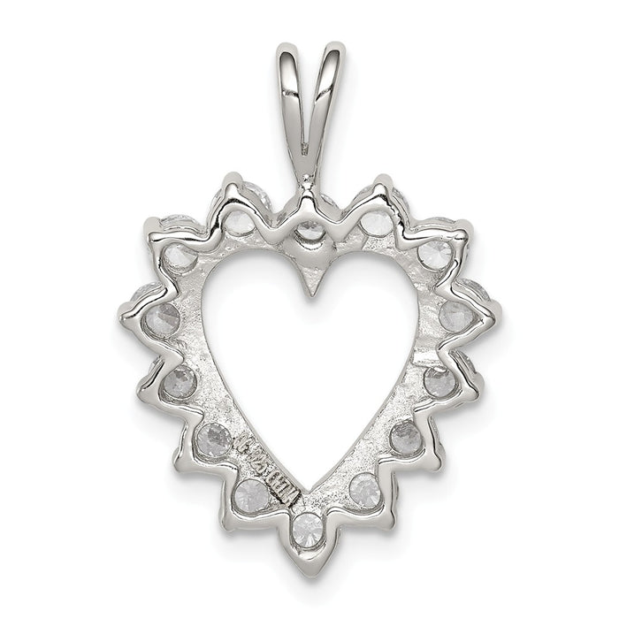 Million Charms 925 Sterling Silver (Cubic Zirconia) CZ Heart Pendant