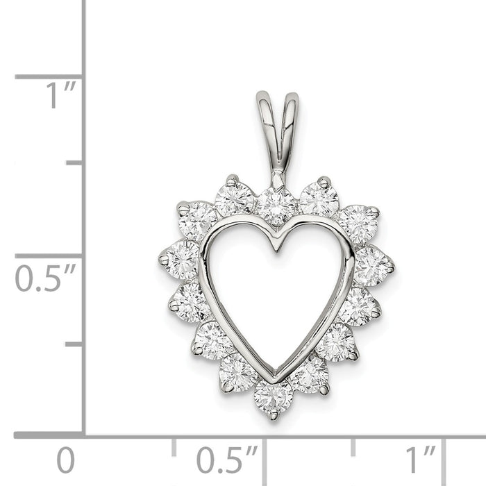 Million Charms 925 Sterling Silver (Cubic Zirconia) CZ Heart Pendant