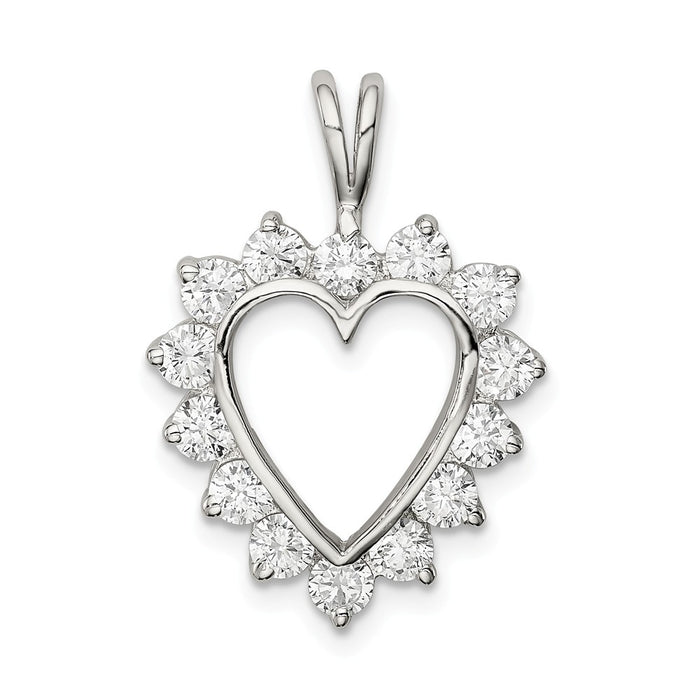 Million Charms 925 Sterling Silver (Cubic Zirconia) CZ Heart Pendant