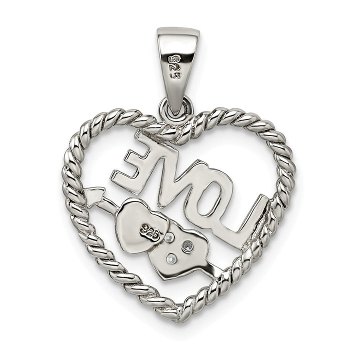 Million Charms 925 Sterling Silver (Cubic Zirconia) CZ Love Heart Pendant