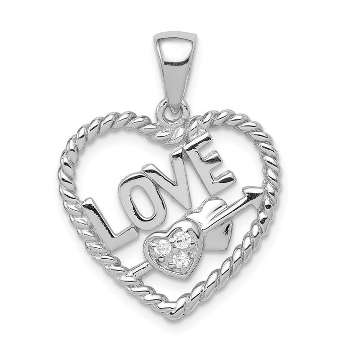 Million Charms 925 Sterling Silver (Cubic Zirconia) CZ Love Heart Pendant