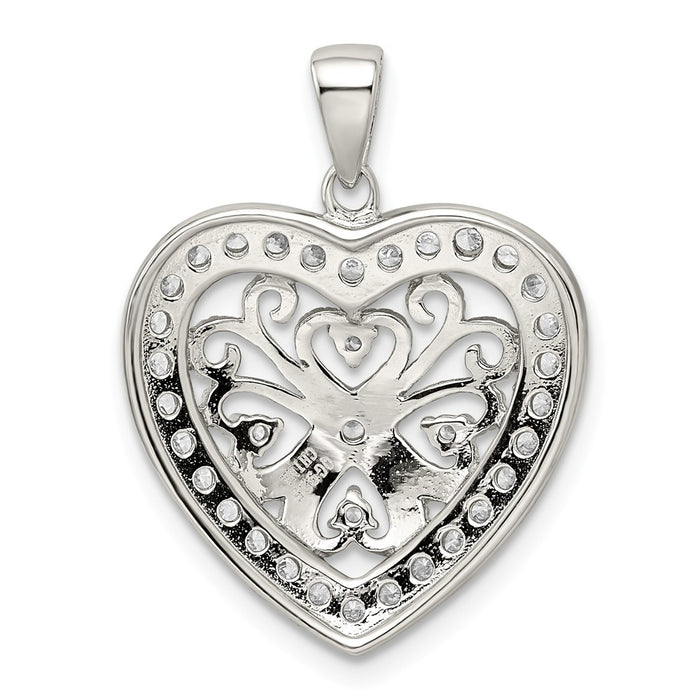 Million Charms 925 Sterling Silver (Cubic Zirconia) CZ Heart Pendant