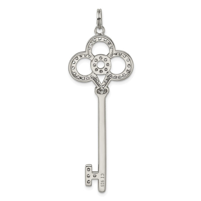 Million Charms 925 Sterling Silver, (Cubic Zirconia) CZ Key Pendant