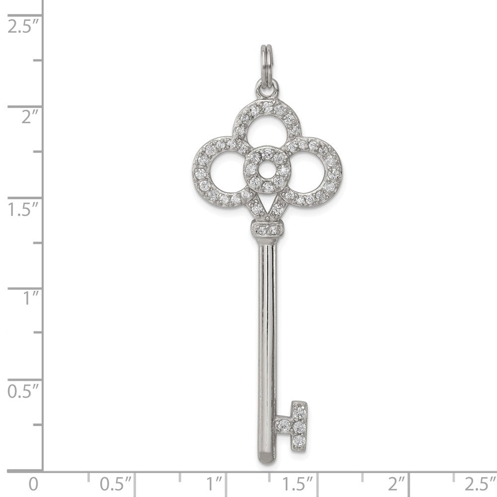 Million Charms 925 Sterling Silver, (Cubic Zirconia) CZ Key Pendant