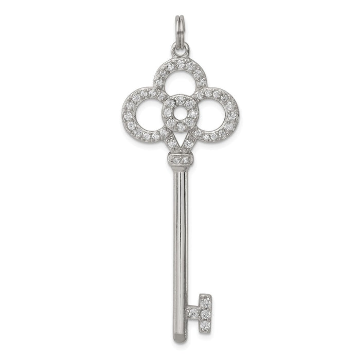 Million Charms 925 Sterling Silver, (Cubic Zirconia) CZ Key Pendant