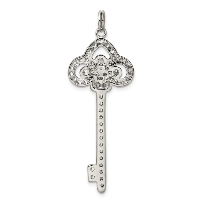 Million Charms 925 Sterling Silver, (Cubic Zirconia) CZ Key Pendant