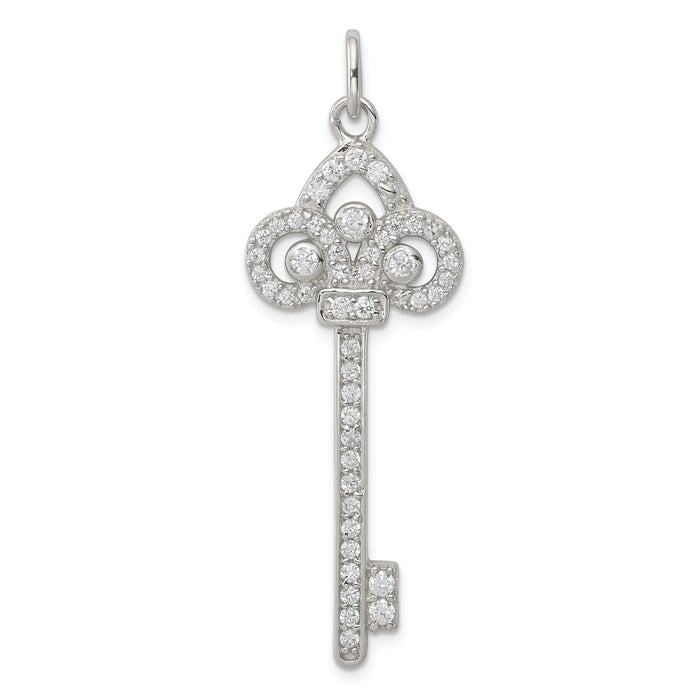 Million Charms 925 Sterling Silver, (Cubic Zirconia) CZ Key Pendant