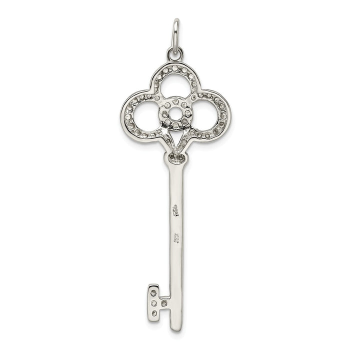 Million Charms 925 Sterling Silver (Cubic Zirconia) CZ Key Pendant