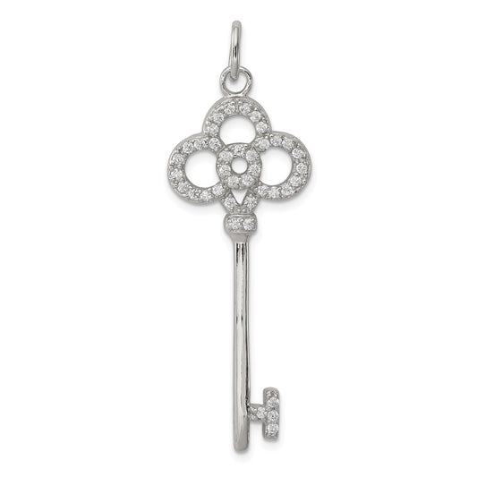 Million Charms 925 Sterling Silver (Cubic Zirconia) CZ Key Pendant