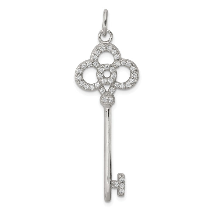 Million Charms 925 Sterling Silver (Cubic Zirconia) CZ Key Pendant