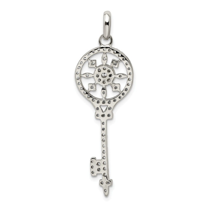 Million Charms 925 Sterling Silver (Cubic Zirconia) CZ Key Pendant